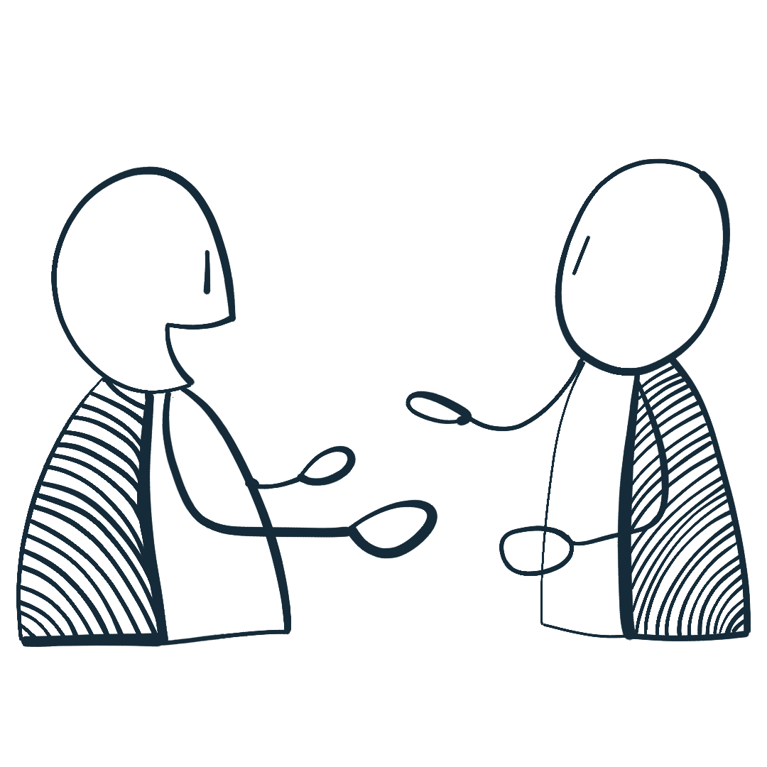 Deux personnes en conversation, créant du lien par le dialogue